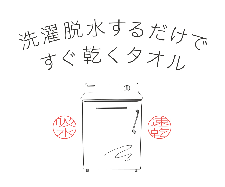 洗濯脱水するだけですぐ乾くタオル